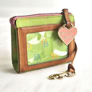 Vintage DOONEY & BOURKE Green DB Monogram Multicolor ID Coin Purse College Y2K